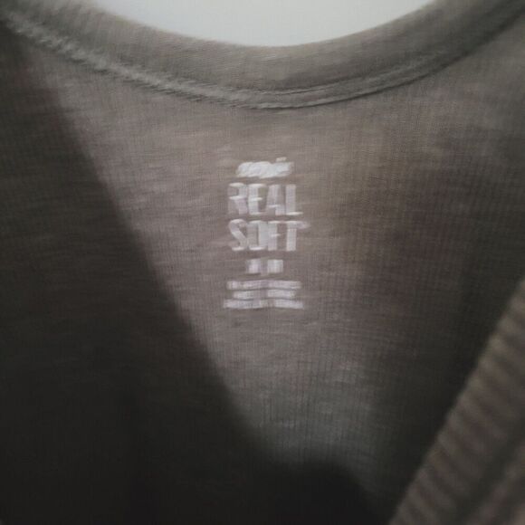 Aerie Real Soft Ribbed Snap Front Tank in Brown Green Size Medium - Picture 3 of 6